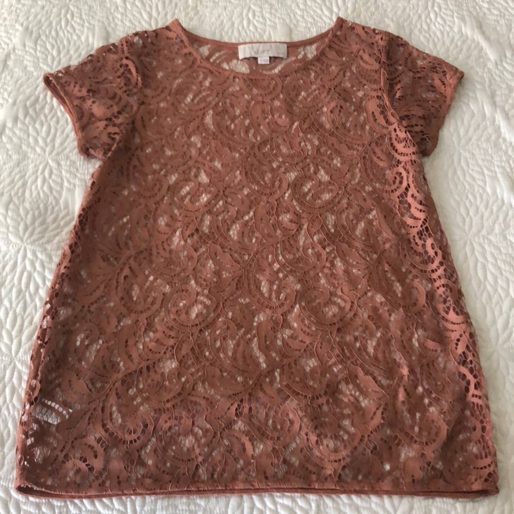LOFT Lace Detail Shirt - Carmel Color